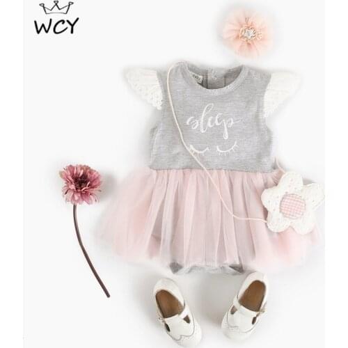 Ins Fashion Summer Baby Girls Bodysuits Lace Tutu Dress Princess Little Girls Clothing Kawaii Twin Baby Clothing 6M 12M 18M 24M