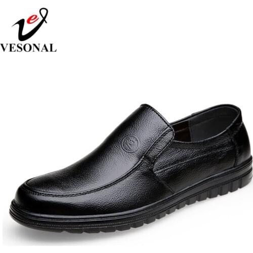 VESONAL 2019 Summer comfortable Slip-On Genuine leather Loafers For Men Shoes Moccasins office Business Dress formal Male shoes