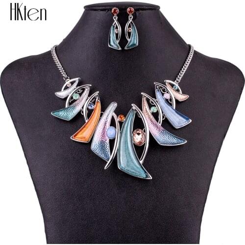 MS1504780 Fashion Jewelry Sets High Quality Necklace Sets For Women Jewelry Blue Crystal Resin Unique Design Party Gift