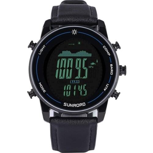 SUNROAD Hot Fishing Barometer Mens Watch with ABC Fishing Index &Analysis 10ATM Waterproof Stopwatch Digital Men Wristwatches