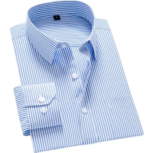 Striped Shirts Men Business Work Casual Long Sleeve Mens Shirt Slim Fit Men Camisas Oversized Comfortable Brand Chemise Homme