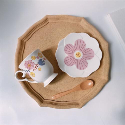 Japanese Style Flower Afternoon Tea Coffee Cup Dish Set Creative Flying Bird Ceramic Water Cup Mug China Ceramic Set