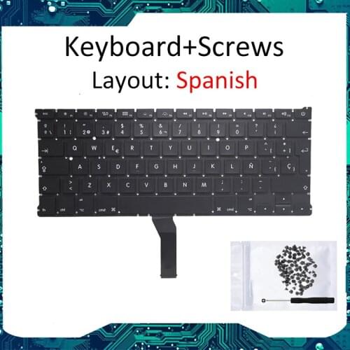 New keyboard for Macbook Air 13" A1369 A1466 2011 2012 2013 MD761 md231 SP Spanish Black keyboard with keyboard screws Brand New