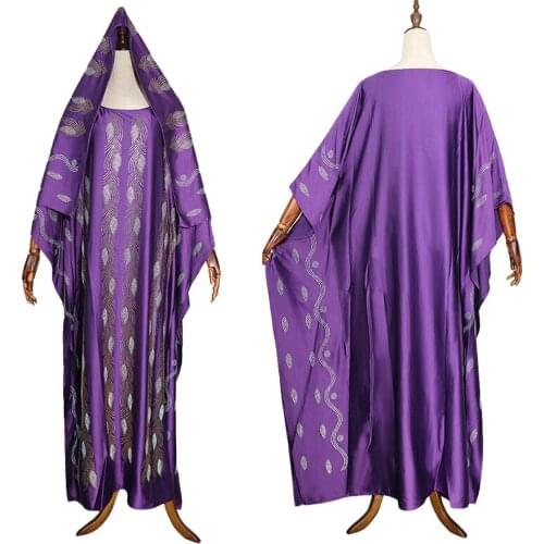 New Model European and American style Plus Size Dashiki Diamond Africa Clothes Abaya Dubai Muslim Dress Robe For Lady With scarf