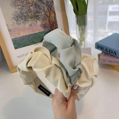 Korean Style Headwear Knot Hairbands Twisted Headband Fashion Hair Band Solid Color Folds Pattern Silky Cloth Hair Hoop