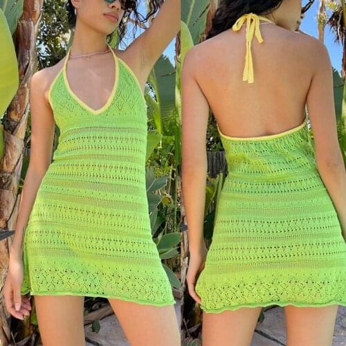 Sexy skirt with striped knitted woolen skirt womens short skirt deep open back dress beach skirt summer dress gothic clothes