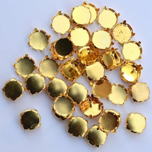 Sew on 4 Holes Brass Round Metal Cup Claw Setting for fitting Rivoli Glass Rhinestone Size 5mm 6mm 8mm 10mm 12mm 14mm 16mm 18mm