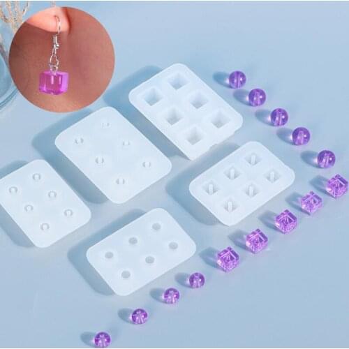 Transparent Rectangle Silicone Bead Mould Square Ball 6 Hanging Holes DIY Crafts Epoxy Mold Resin molds for Jewelry Making Tools