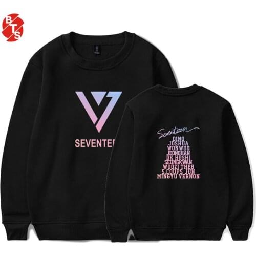 SEVENTEEN 2018 New Kpop Sweatshirts Casual Men/Women O-Neck Sweatshirt Fashion Style Printed Sweatshirts SEVENTEEN Clothes