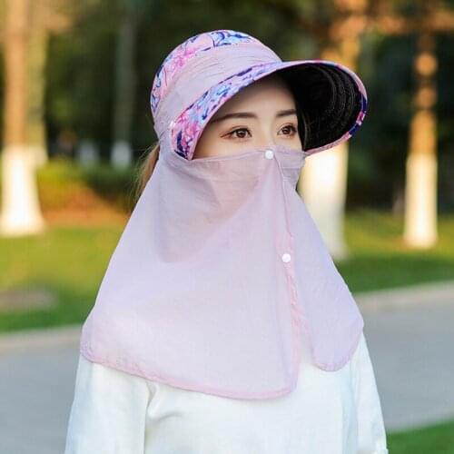 Women Two in One Visor Hat Flower Print Sun Hat Scarf Hat Adjustable Travel Cap Women Summer Hat UV Protect Travel