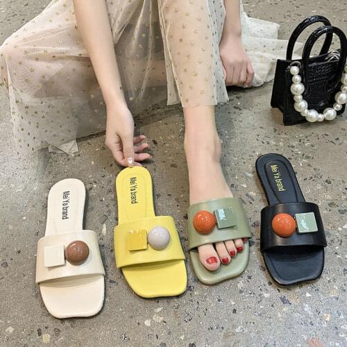 Slippers for Womens Outer Wear 2021 New Fashion Flat-bottomed Flip-flops All-match Non-slip Soft-soled Sandals and Slippers