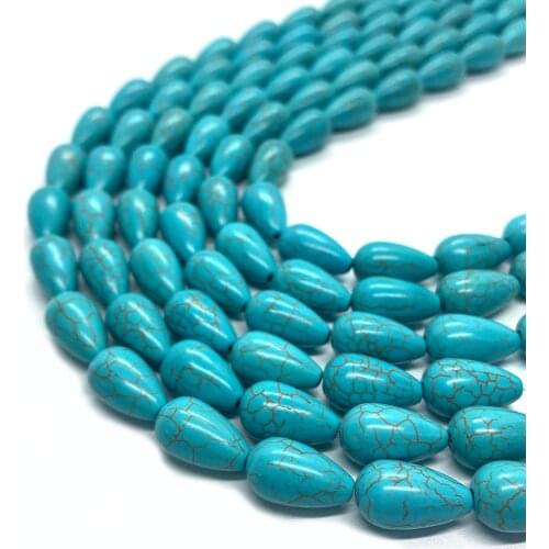 Blue Green Water Drop Turquoise Beads Straight Hole Turquoise Loose Beads DIY Handmade Necklace Bracelet Jewelry Accessories