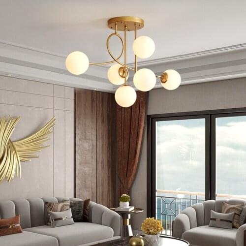 Nordic chandelier sputnik LED lustre nordic metal Modern design for Kitchen Bedroom Dining Room Home glass ball chandelier