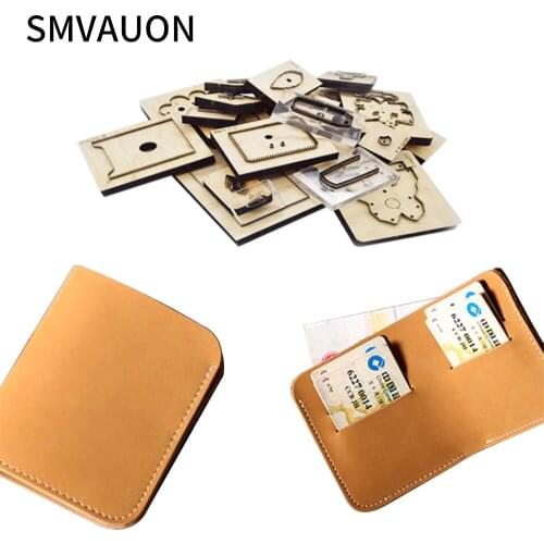 SMVAUON Card Holder Wooden Die Cutting Card Bag Dies Leather Cutter Cutting Die Diy 2021 Short Folding Wallet