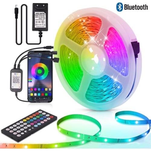 RGB LED Strip Light 12V 5050 Bluetooth Music Led Tape Flexible Led Lights 5M 10M 20M 30M Fita Led RGB Stripe String EU US UK AU