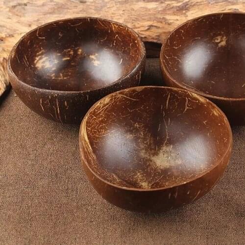 Natural Coconut Bowl smoothie bowl Wood set Eco Friendly Fruit Salad Noodles Rice Ice Cream tableware Decoration Bowl