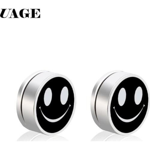 UAGE 1Pair Round Colorful Magnet Stud Earring Puck Women Mens Magnetic Fake Ear Plug Ear Jewelry