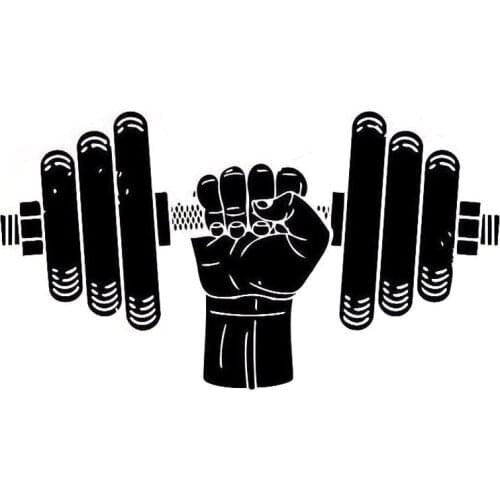 18CM*11CM Creative Fitness Sports Weightlifting Silhouette Car Sticker Black/White KK Vinyl