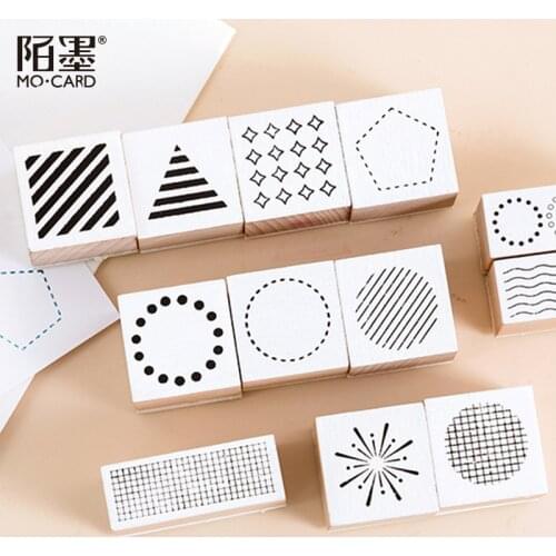 Vintage Life Geometry Series Stamp DIY Wooden Rubber Stamps for Scrapbooking Stationery Scrapbooking Standard Stamp