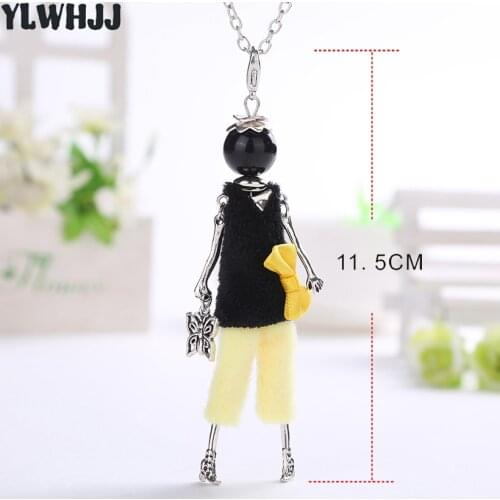 YLWHJJ new design doll necklaces & pendants for girls fashion jewelry black yellow pants choker necklaces gargantilla collares