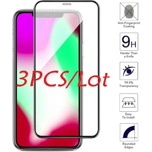 3Pcs/Lot 9D Full Cover Tempered Glass for IPhone 12 8 7 6 6S Plus X XS MAX Glass Iphone 7 8 X Screen Protector Protective Glass