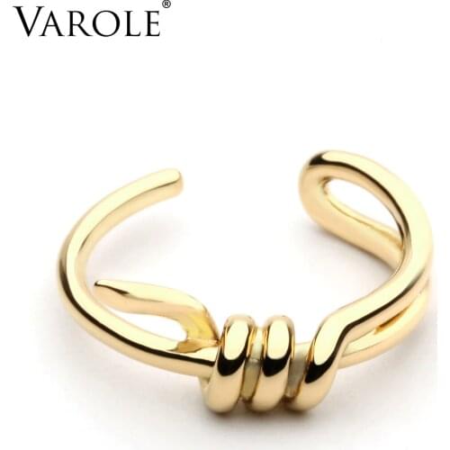 VAROLE High Quality Knotted Ring Gold Color Wedding Rings for Women 100% Copper Anillos Mujer Anel Valentines Day Gift