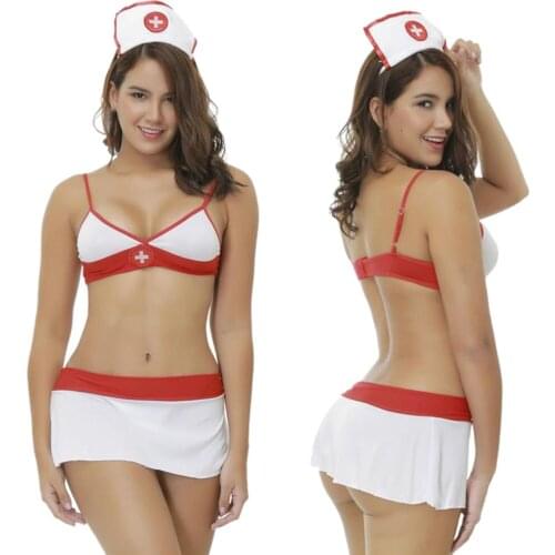 Feitonglingerie underwear women panties plus size lace underwear setLace Sleepwear Lingerie Temptation Nurse Uniform Underwear#3