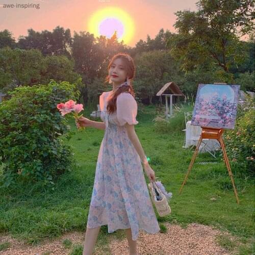 2021 Summer New Floral Fairy Skirt Super Fairy Suspender Dress Sweet and Gentle Waist First Love Temperament Long Paragraph