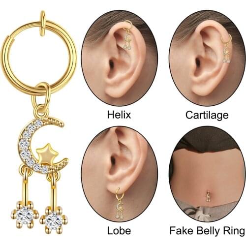 Navel Clip On Gold Fake Belly Button Rings Fake Clip on Earrings Belly Piercing Ombligo Non Piercing Navel Ring Body Jewerlry