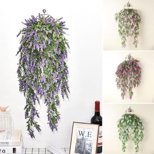 1 Pcs Beautiful Fashion Fake Plant Flowers Wall Artificial Hanging Lavender Vine Flower Rattan Home Garden Wedding Decoration