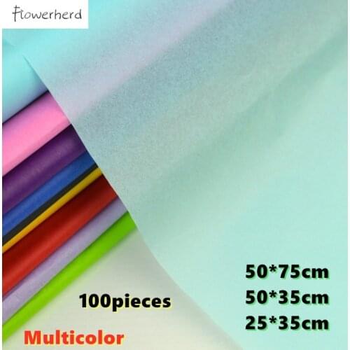 100pack/lot 50x70cm DIY Tissue Paper Craft Paper Clothing Packing Flower Bouquet Wrapping Paper Gift Packaging Scrapbook Paper