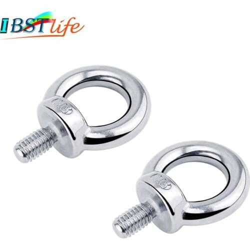 2PCS DIN580 M6 Eye Bolt 304 Stainless Steel Marine Lifting Eye Screws Ring Loop Hole for Cable Rope Eyebolt Boat Acceories