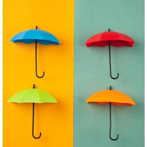 3pcs/set Umbrella Hook Self Adhesive Hook Wall Door Hanger Keys Clothing Hanging Holder Hooks Sticky Kitchen Sundry Bathroo G2V5
