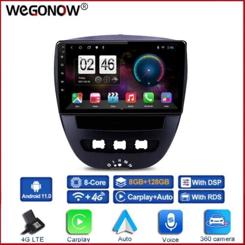 360 Panoramic Camera 6G+128G Android 10 Car DVD Player GPS WIFI Bluetooth Radio For Peugeot 107 Citroen C1 Toyota Aygo 2005-2014