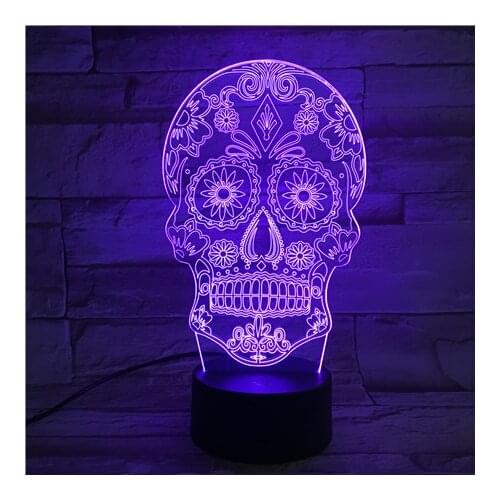 3D Lamp The Skull 7 Color with Remote Colorful Present for Children Bright Base Touch Sensor Led Night Light Lamp Hologram