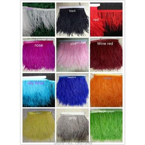 5 yards/lots Long Ostrich Feather Plumes Fringe trim Long hair 12-15cm Feather Boa Stripe for Party Clothing Accessories Craft