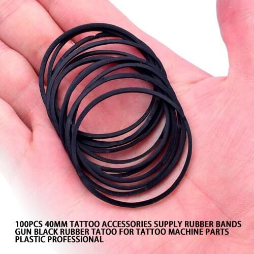 100pcs 40mm Tattoo Accessories Supply Rubber Bands Gun Black Rubber Tatoo For Tattoo Machine Parts Plastic Professional