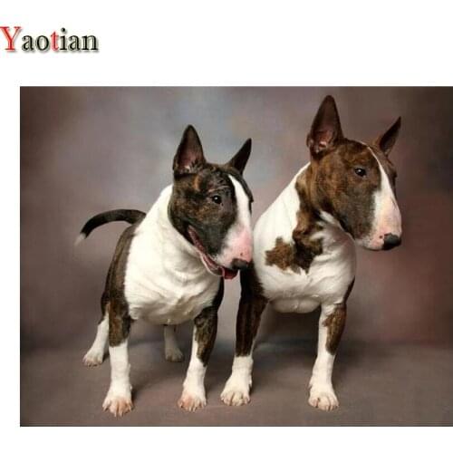 DIY 5D Full Diamond Painting Animal Bull Terrier Dog Cross Stitch Diamond Mosaic Bull Terrier Dog Crafts Embroidery Needlework