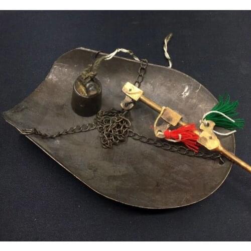 Antique collection pure copper, old-fashioned weighing drugstore, traditional Chinese medicine, old-fashioned cupric scale