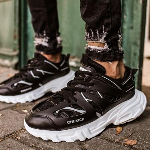 Chekich Mens Shoes Black White Sneakers Non Leather Summer Autumn Seasons Laced Mixed Colors Casual Comfortable Training Gym Orthopedic Odorless Sport Daily Lightweight High Sole New Brand Soft Flats Fitness CH301 V2