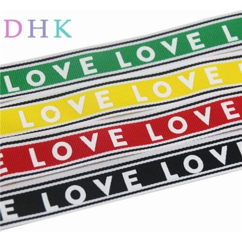 DUWES 1'' Free shipping LOVE jacquard knitting printed Ribbon Garment accessory belt hairbow headwear decoration 25mm D778