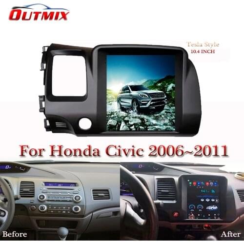Tesla screen For Honda Civic 2006 2007 2008-2011 Car Android Multimedia Player 10.4 inch Car Radio stereo Audio GPS Navigation