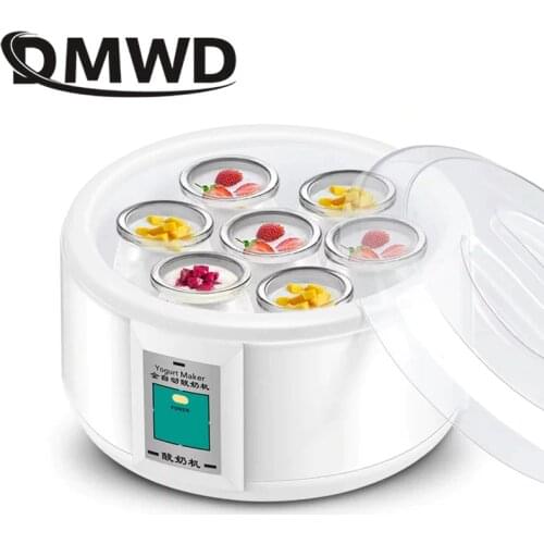 DMWD Electric Yogurt Maker Automatic Multifunction Stainless Steel liner Natto Rice Wine Yogurt Machine with 7 cups 1.5L Pickle