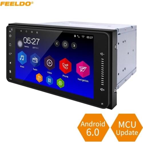 FEELDO 7inch Short Case Android 6.0 Quad Core Car Media Player With GPS Navi Radio For Toyota Universal 2DIN RAV4/Corolla/HILUX