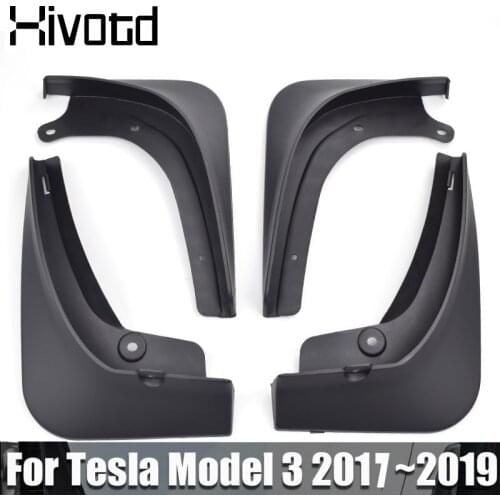 Hivotd For Tesla Model 3 2019 Car Mud Flaps Front Rear Mudguard Splash Guards Fender Exterior Parts protection cover Accessories