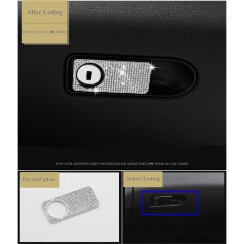 JanDeNing For Car Special Storage box handle decorative Sticker Trim With Diamond for For 2015-2019 Mercedes C Class/GLC