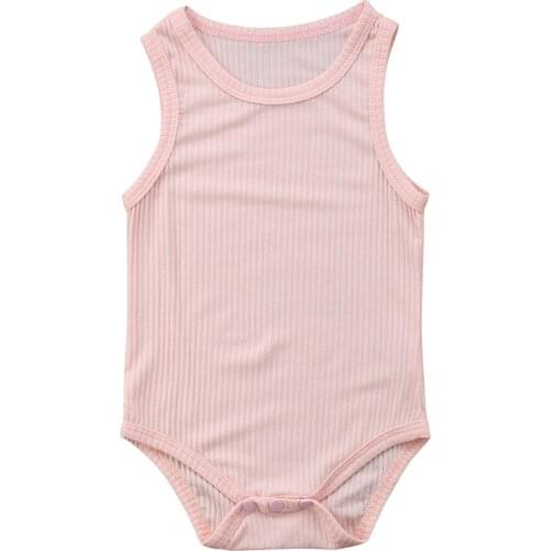 Newborn Baby Girls Boys Cotton Sleeveless Jumpsuit Bodysuit Outfits Clothes Summer Size 0-24M
