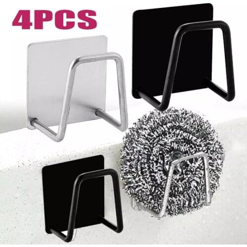 Kitchen Sponges Holder Self Adhesive Sink Sponges Drain Drying Rack 304 Stainless Steel Storage Rack Organization Holders