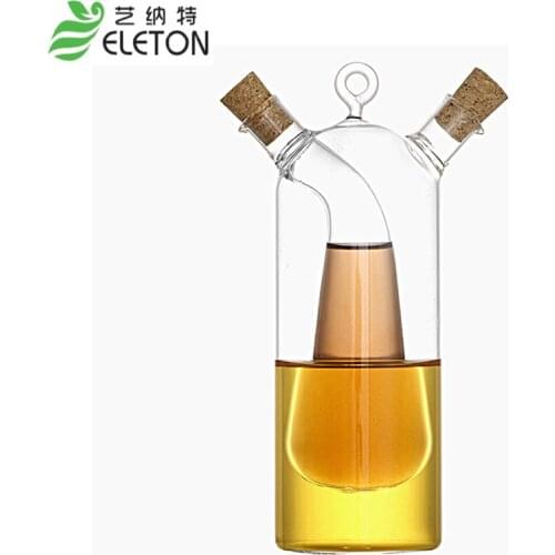 ELETON Kitchen supplies glass olive oil bottle kitchen cruet oil and vinegar bottle double oiler bottle stopper glass jar