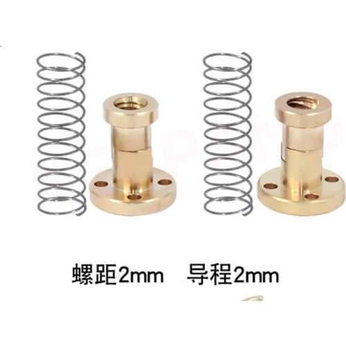 Brass Anti Backlash Spring Loaded Nut Elimination Gap Nut 2mm 8mm Acme Threaded Rod Lead Screws Stepper Motor Accessories